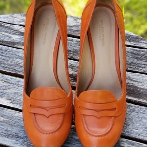 Bottega Veneta Orange Leather High Heels Pumps Shoes
